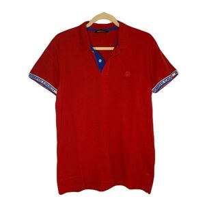 Roberto Cavalli Red Blue XL Polo Shirt Luxury Casual Old Money Preppy Patriotic